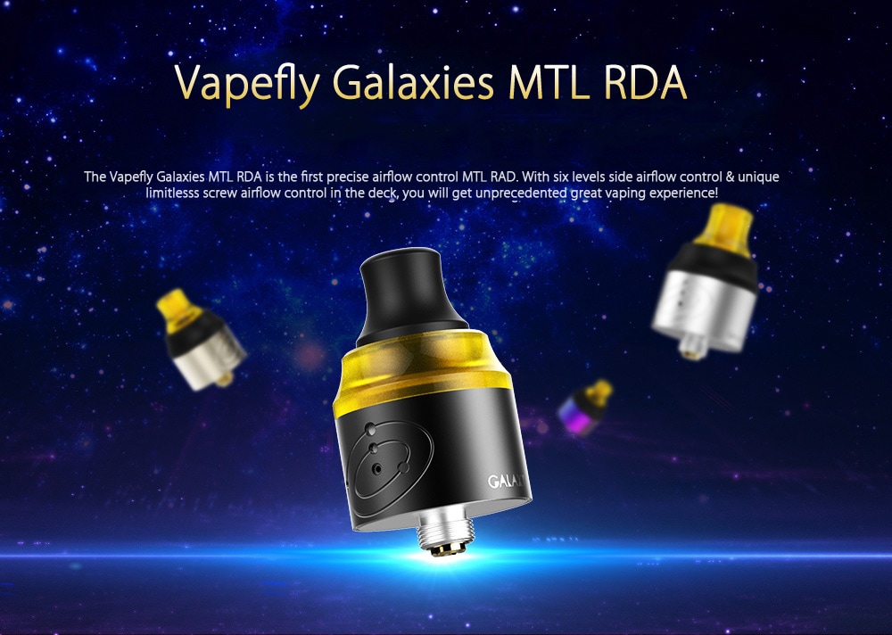 Vapefly Galaxies MTL RDA with BF Pin Adapter / Side Airflow Control for E Cigarette- Silver