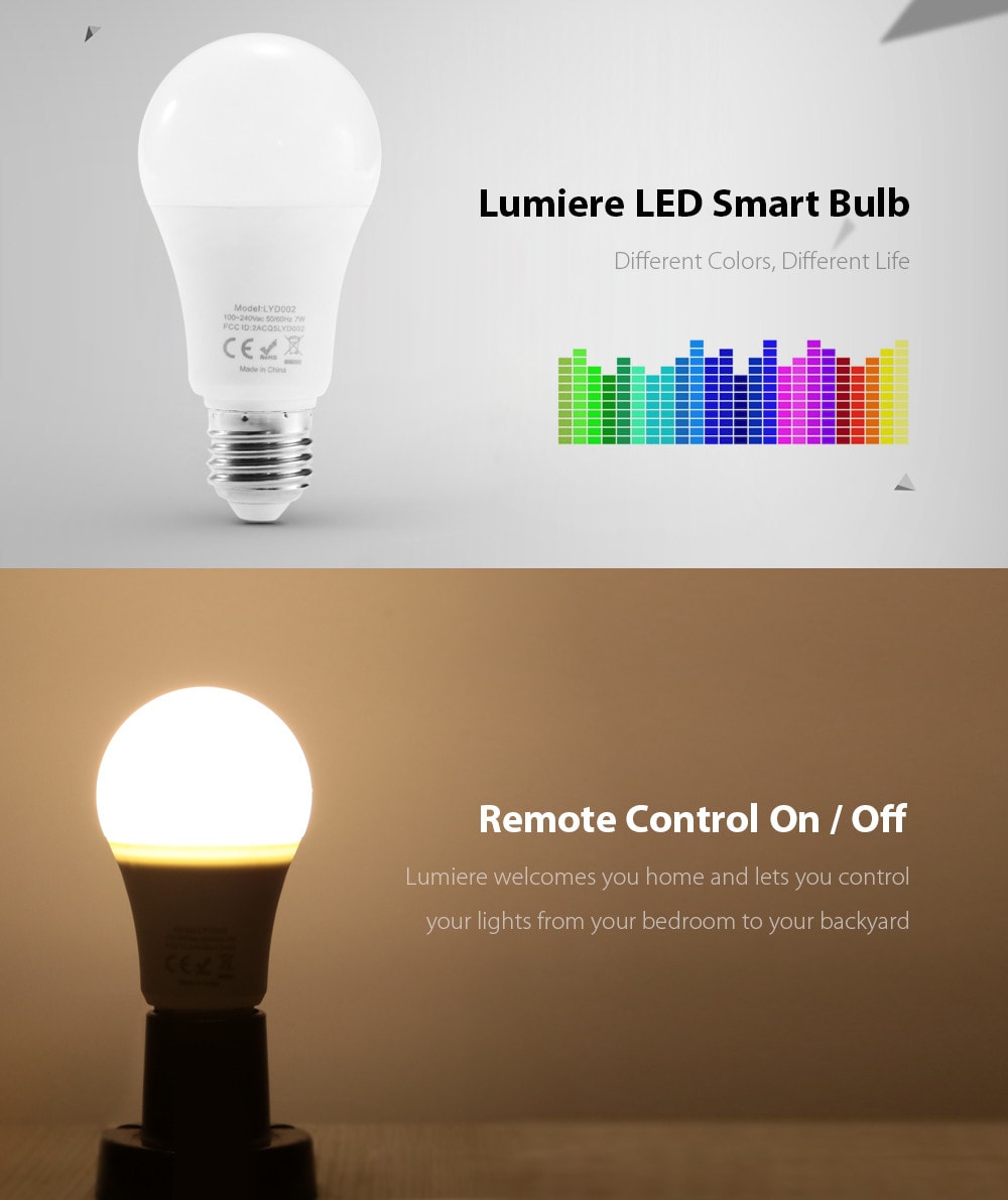 Lumiere LYD002 RGBW E27 LED Smart Bulb 16 Million Colors Call Reminder- RGBW