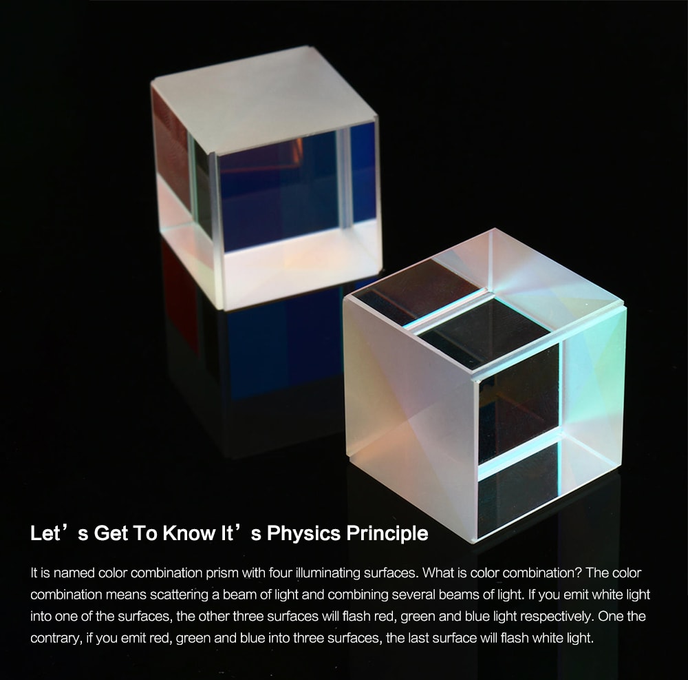 Optical Cube Prism Beam Combination Toy 18mm x 18mm 1pc- Transparent