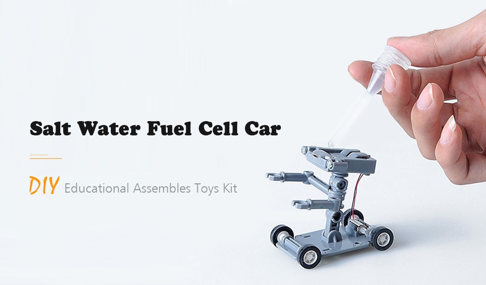 Salt Water Fuel Cell Car DIY Educational Assembles Toys Kit Powered Robot Learning Mini Gift Ideas - Gray