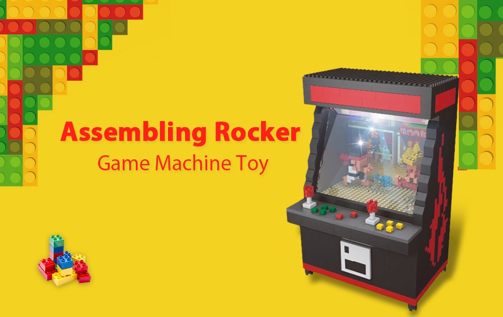 Puzzle Assembling Rocker Game Machine Assembling Building Blocks 1560pcs- Black