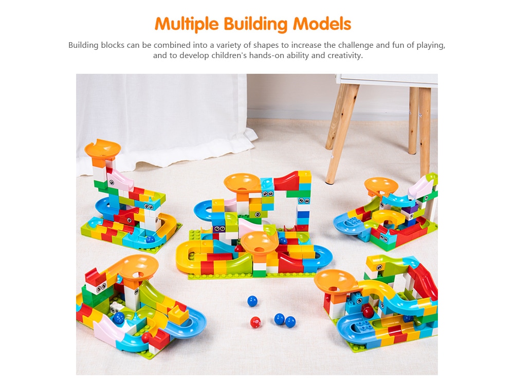Construction Marble Race Run Maze Balls Track Building Blocks Educational Bricks Toy 52pcs- Multi
