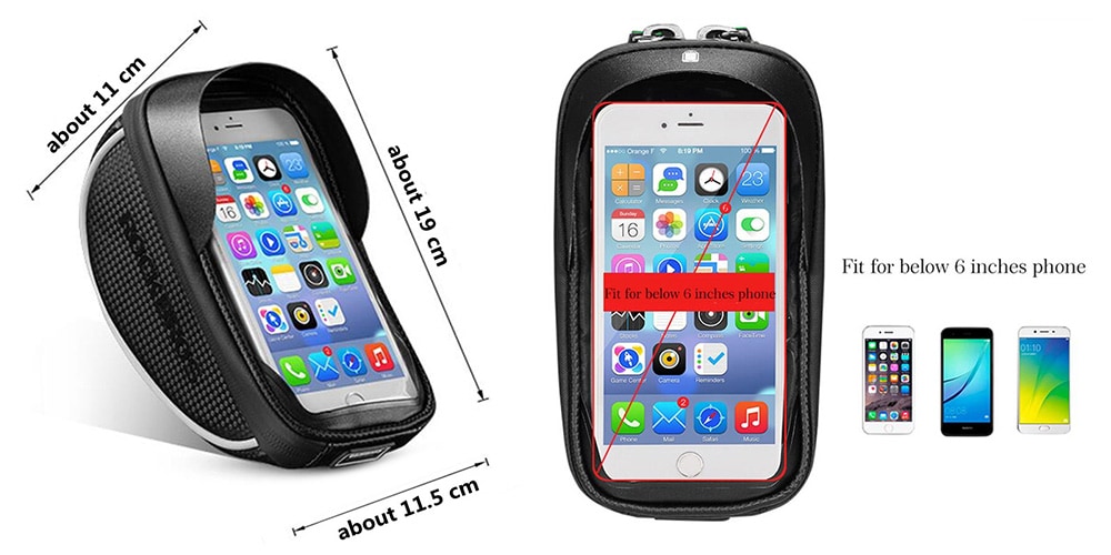 ROCKBROS Bicycle Waterproof  Touch Screen Mobile Phone Bag- Black