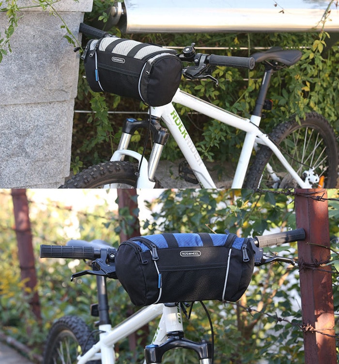 Roswheel 5L Bike Handlebar Bag Bicycle Front Tube Pocket Shoulder Pack Riding Cycling Supplies- Blue