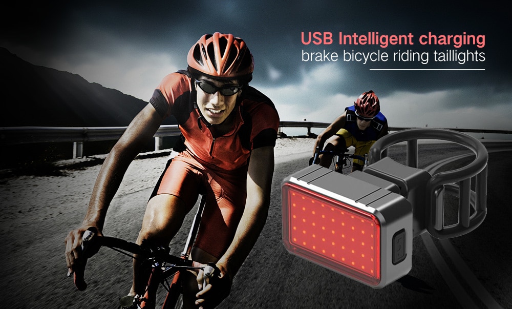 USB Charging Brake Bike Riding Tail Light- Black