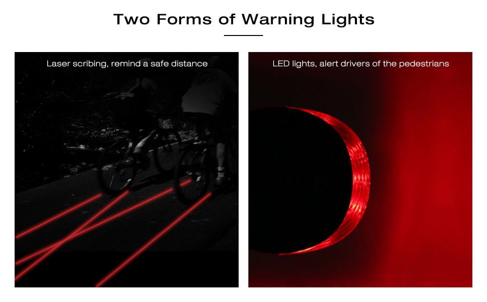 Laser Bicycle Tail Light LED Warning Flash Riding Equipment- Red with Black