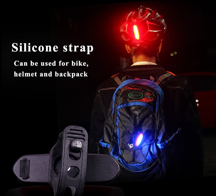 Portable LED USB Rechargeable Cycling Bike Tail Light- White