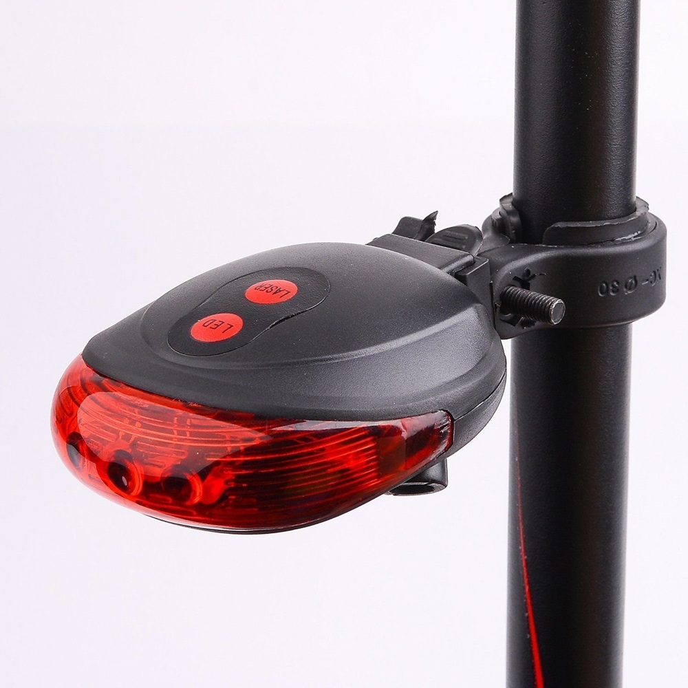 Rear LED Cycling Bicycle Bike Flash Taillight 2 Lasers 5 LED- Black