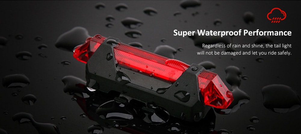 USB Rechargeable LED Tail Light Waterproof Bright Caution Lamp- Fire Engine Red