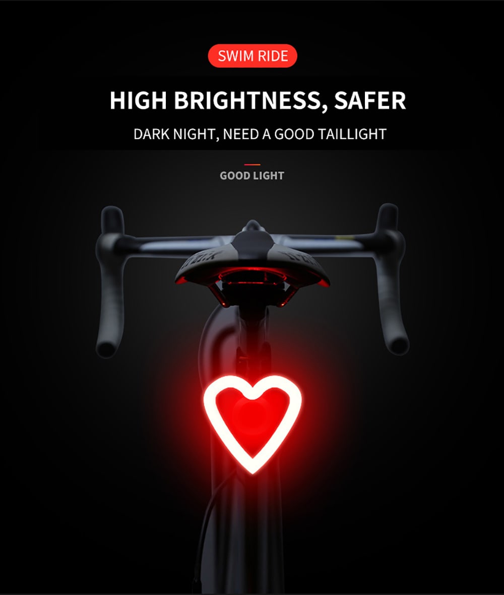 Utorch USB Charging Mountain Bike Night Riding Creative Taillight- White Heart