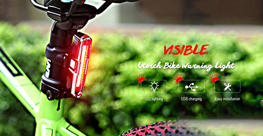 Utorch DT - 7505 Multifunctional Outdoor USB Charging Waterproof Bike Warning Light- Black