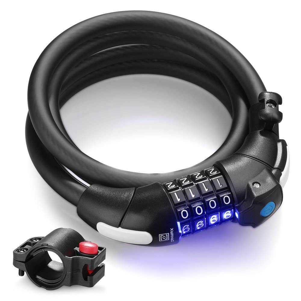 ZANMAX PYM3789 4 Digital Password Lock Cable with LED Light- Black