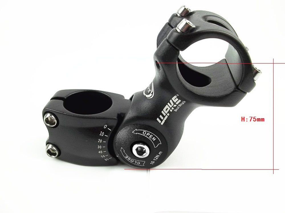 WAKE Cycling MTB Bicycle Aluminum Alloy 3D Forged Adjustable Handlebar Stem Riser- Black 31.8 x 90MM