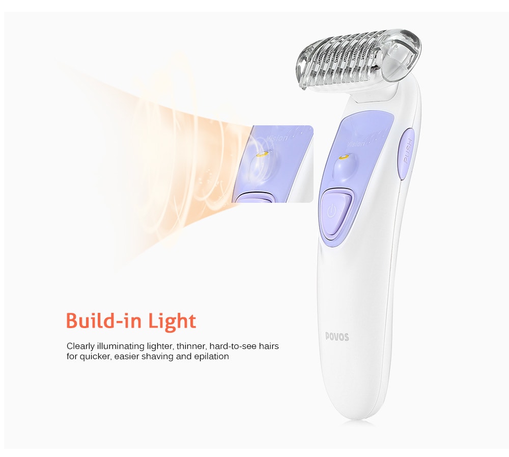 POVOS PS1086 Lady Body Electric Shaver Hair Removal Rechargeable Epilator- White