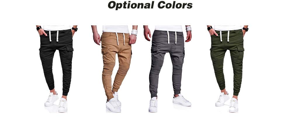 Fashion Solid Color Pleated Tether Belt Harem Casual Feet Pants for Men- Tiger Orange XL