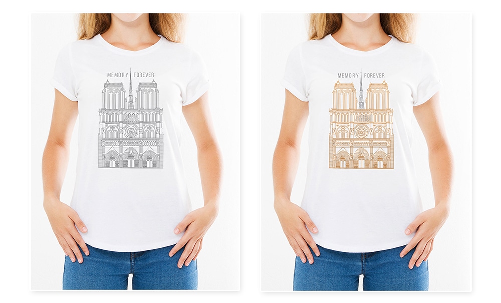 Notre Dame Cathedral Women Short-sleeve T-shirt Creative Design Memory Forever - Gray M