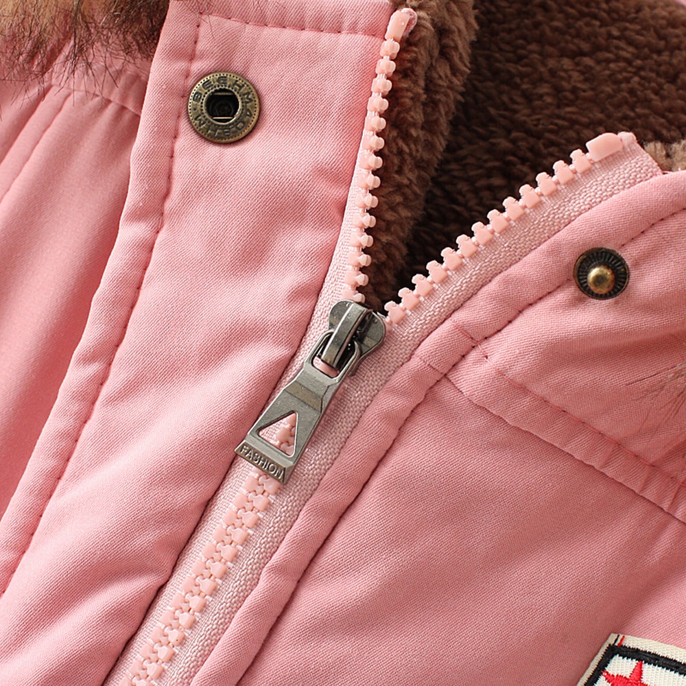 Women's Hooded Drawstring Elastic Waist Front Pokets Thicken Coat- Pink 2XL