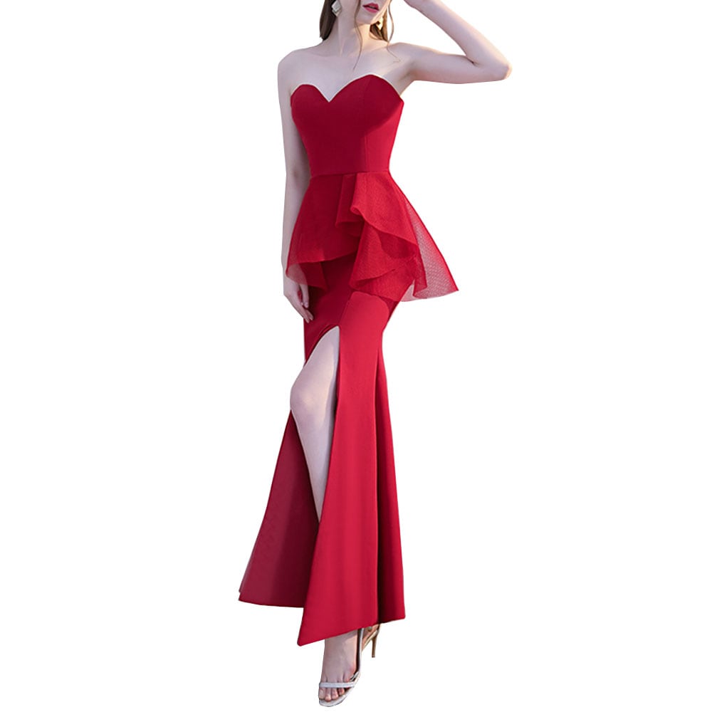 Sexy Fishtail Evening Dress- Red S