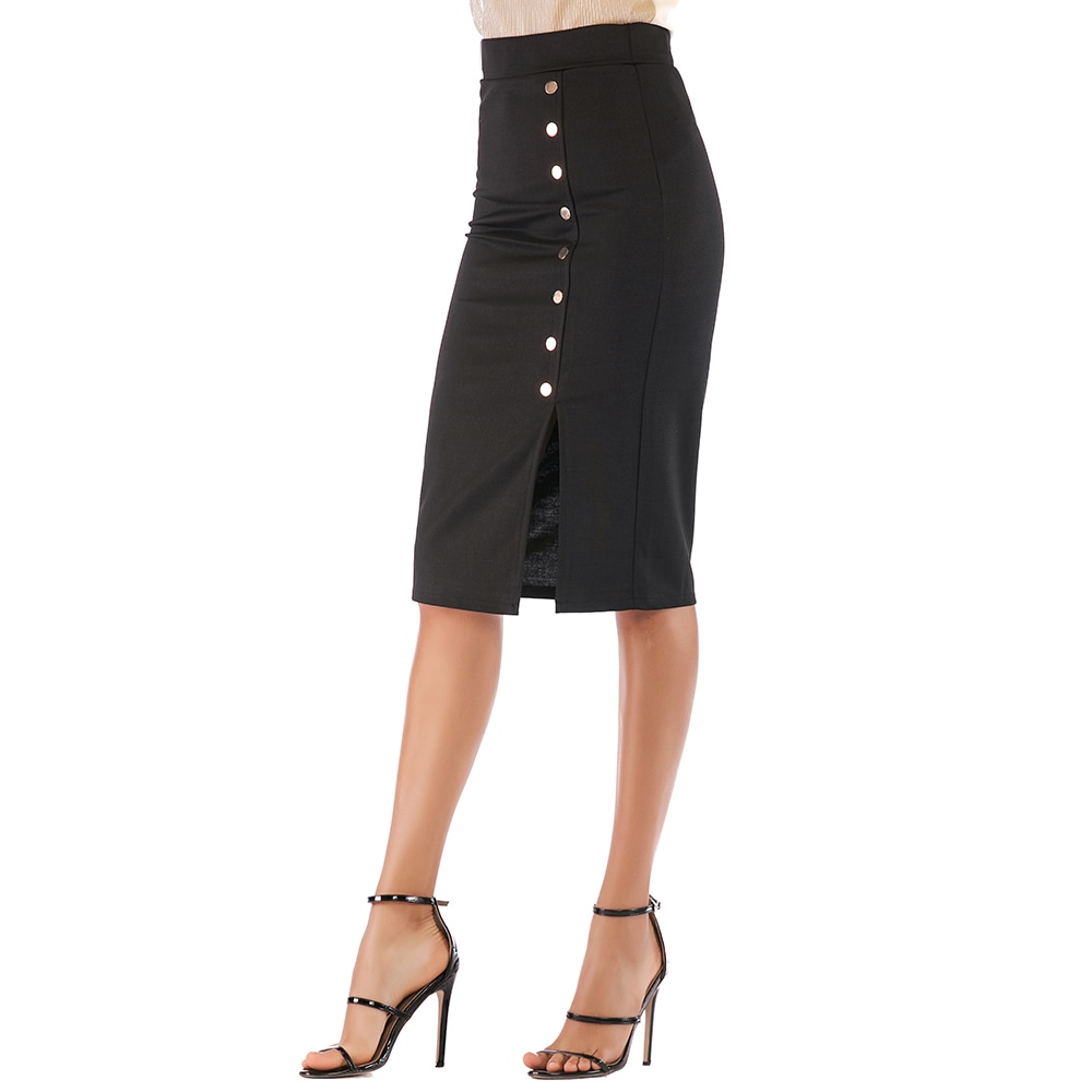 Women'S Fashion Elastic Bag Hip Black Slimming Long Skirt Bag Hip Skirt- Black M