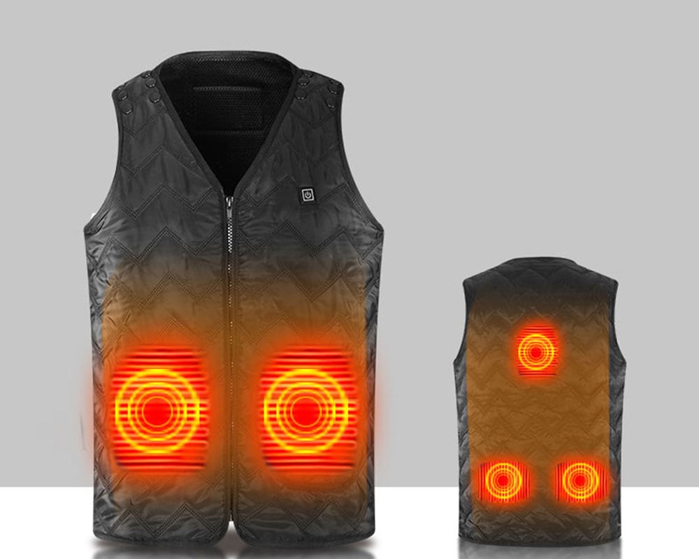 Unisex Lightweight Heated Vest Electric USB Charging Warm Jacket Man Woman- Black One Size