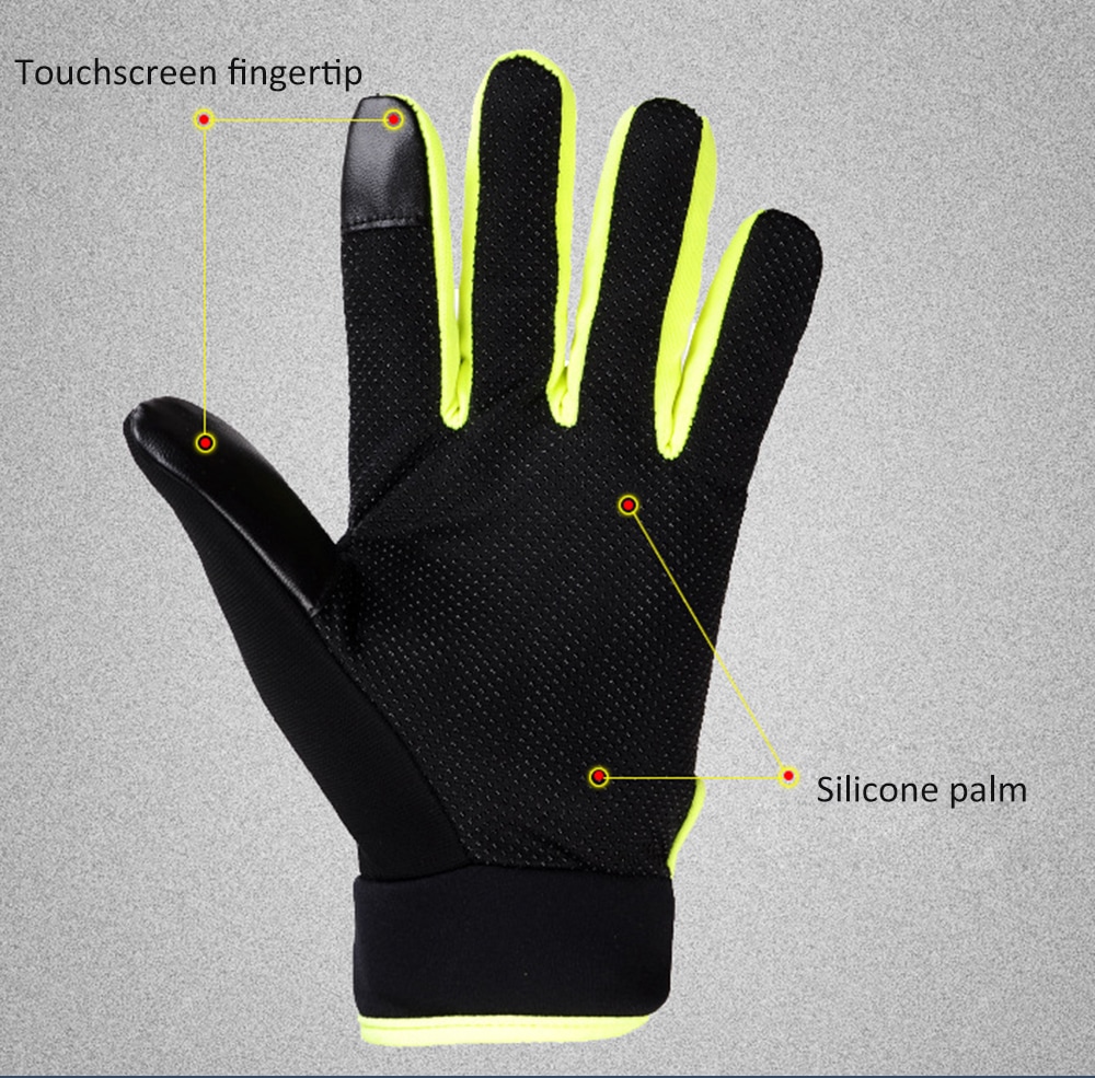 Touch Screen Autumn and Winter Plush Lining Men Outdoor Fitness Gloves - Avocado Green