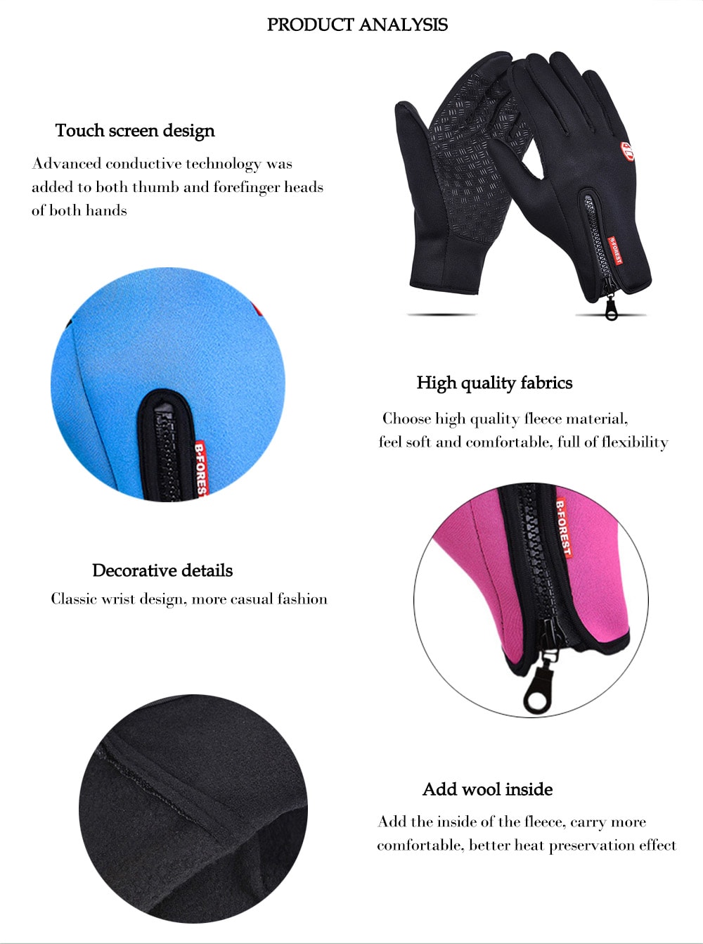 Outdoor Waterproof Fleece Windproof Gloves- Pink M