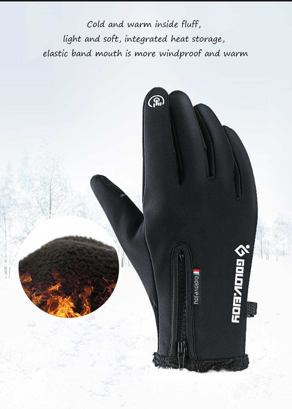 Outdoor Climbing Riding Screen Touching Gloves for Winter Use 2pcs- Gray S