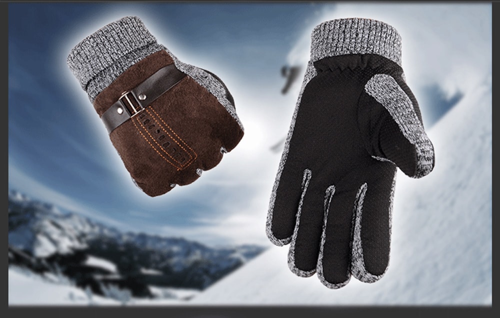 Winter Thickening Warm Men's Gloves- Black
