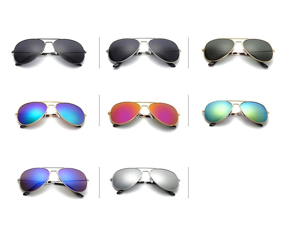 Unisex Women Men Vintage Sunglasses Fashion Aviator Mirror Lens Glasses- Multi-A