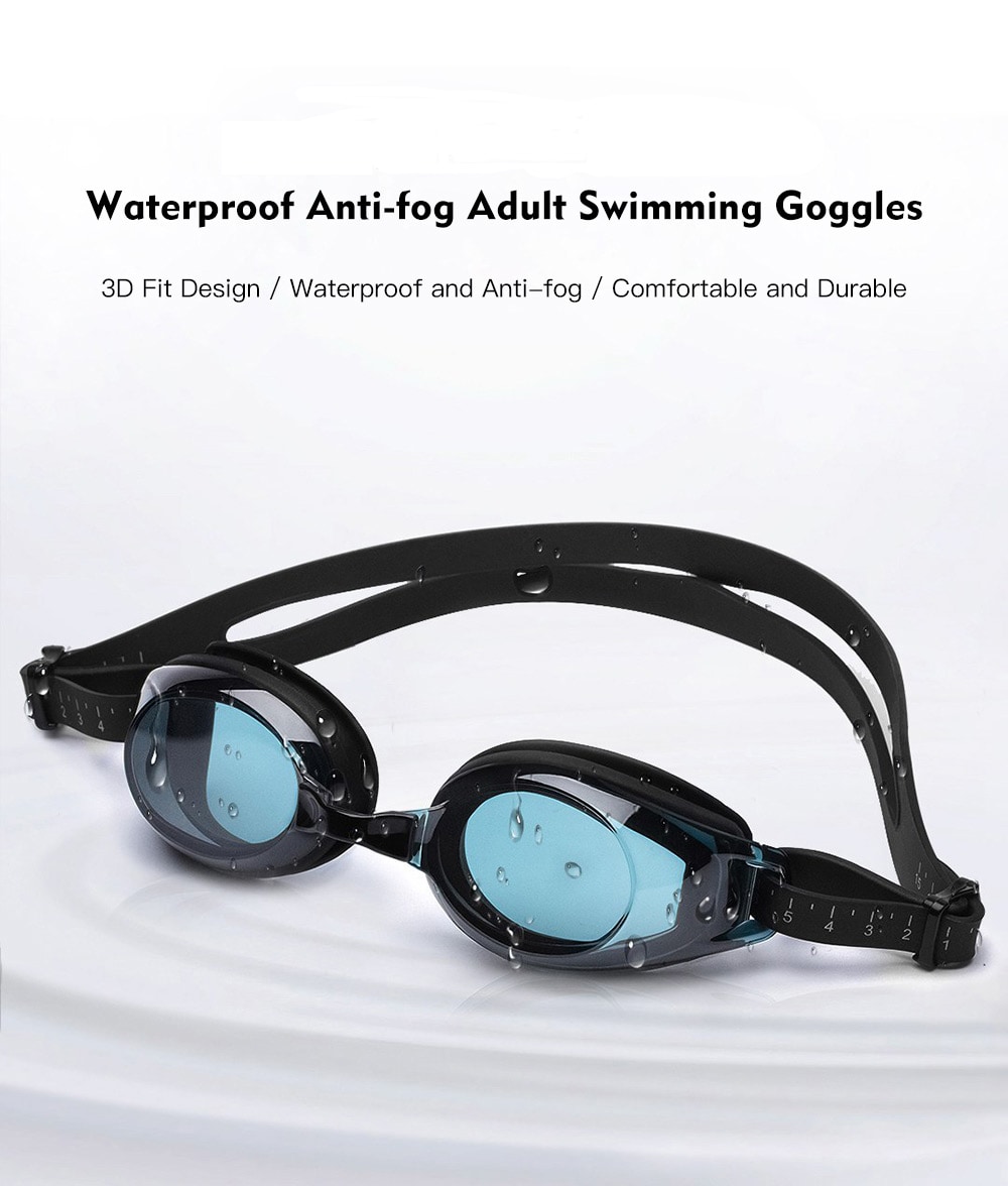 Durable Waterproof Anti-fog Adult Swimming Goggles- Black