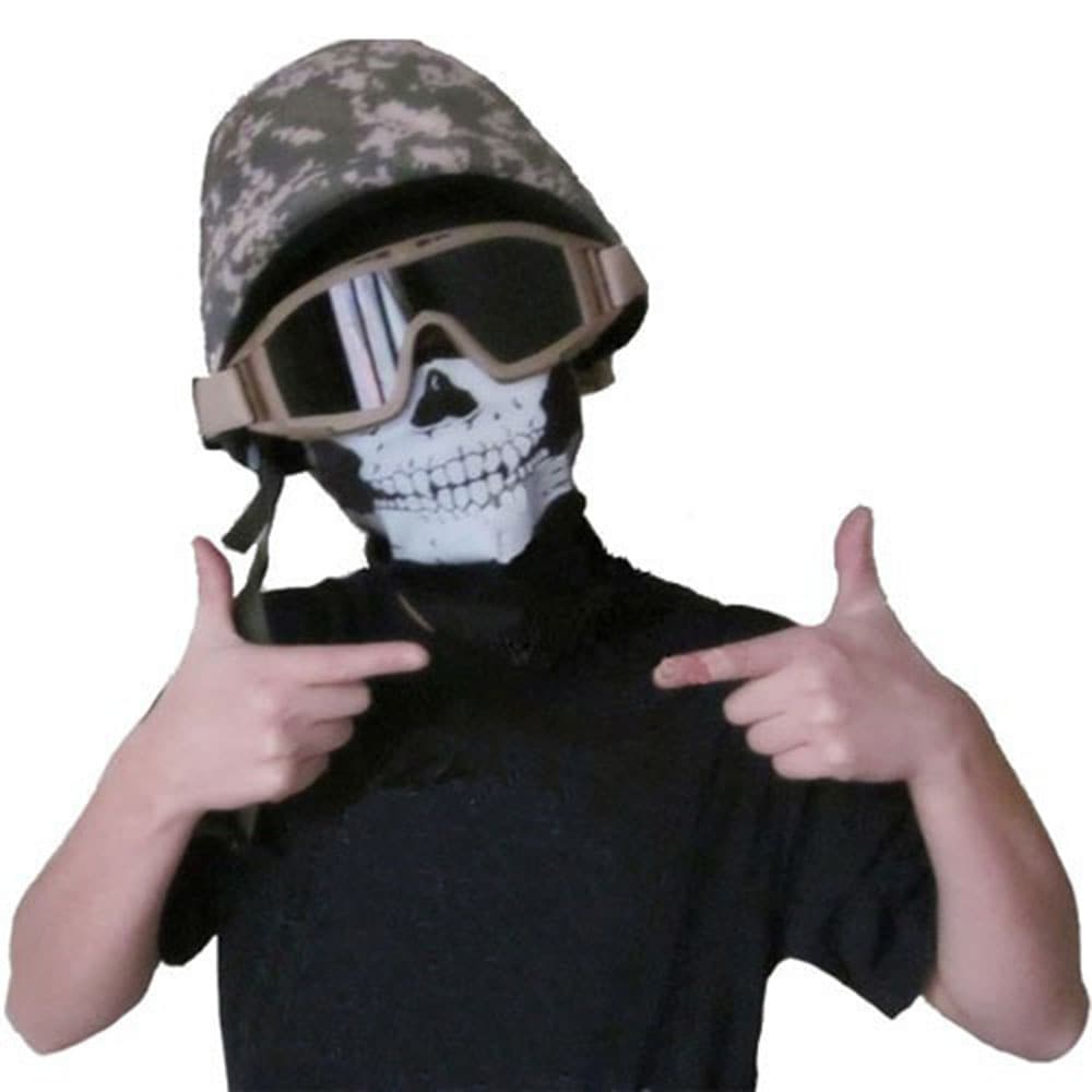 Skull Bandana Bike Motorcycle Helmet Neck Face Mask Paintball Ski Sport Headband- Black