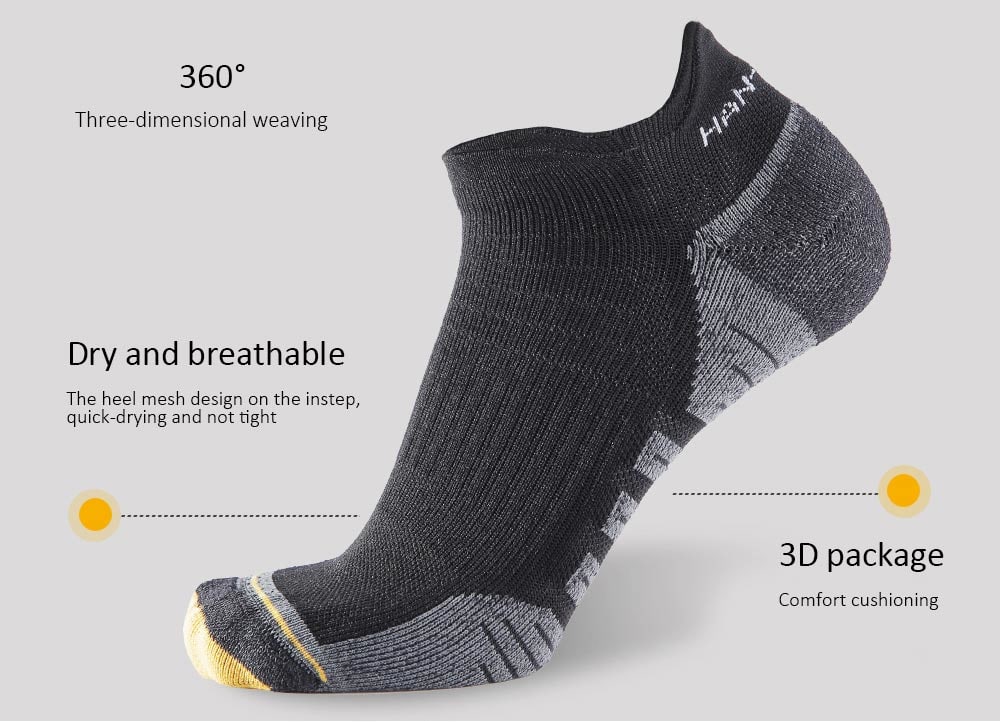 Xiaomi youpin HANDRAGON COOLMAX Antibacterial Sports Socks 3 Pairs - Black Short Socks / M