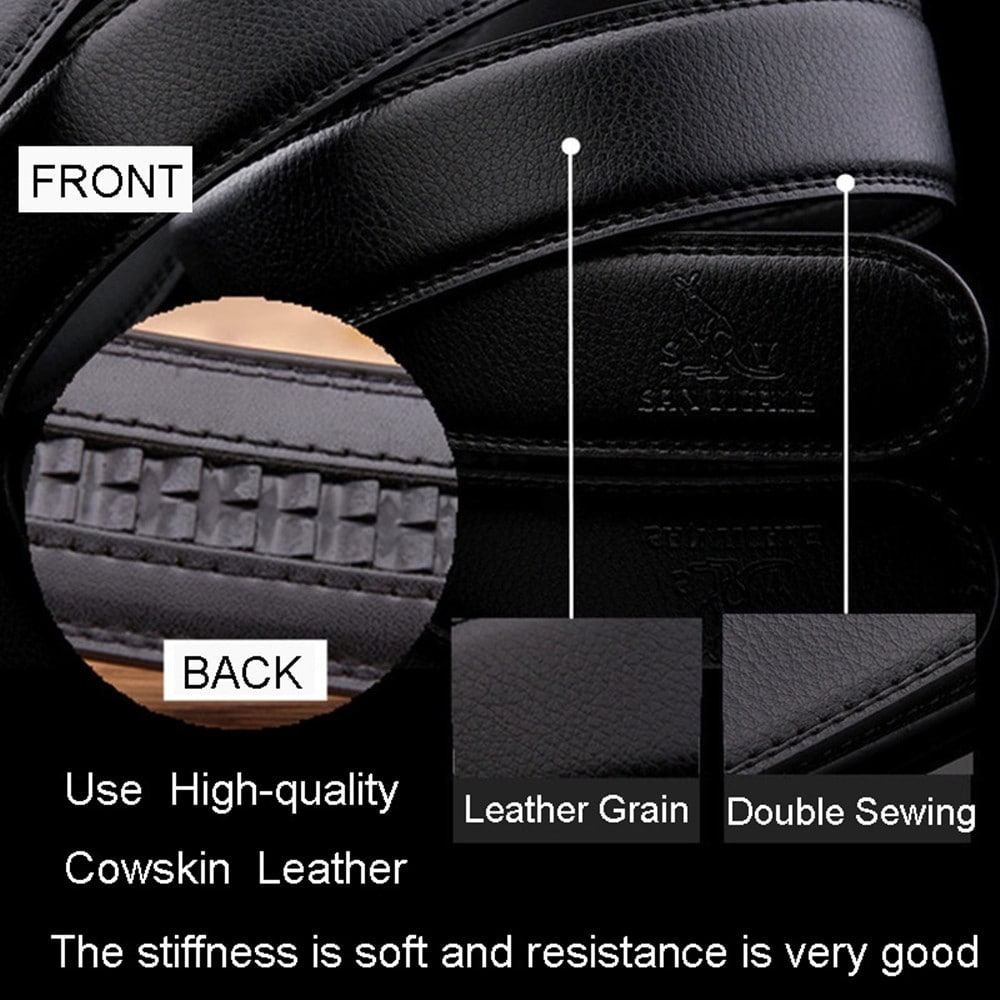 SAN VITALE Luxury Design Black Adjustable Buckle Men Belt- Black 115cm