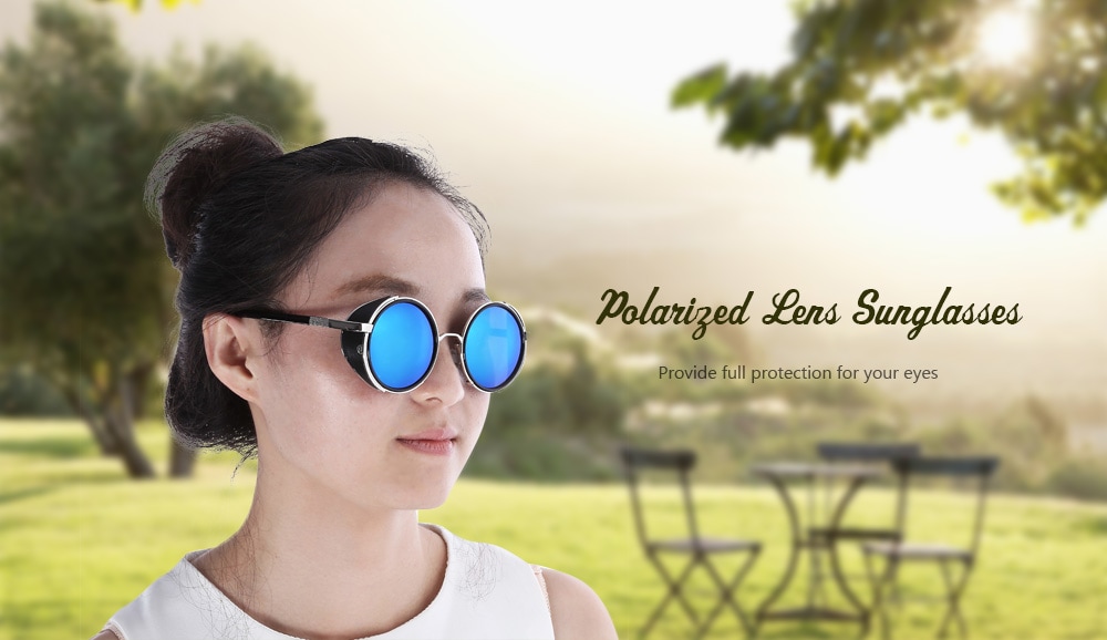 Cool Round Design Sunglasses with PC Lens and Comfortable High-nickel Alloy Frame- Blue