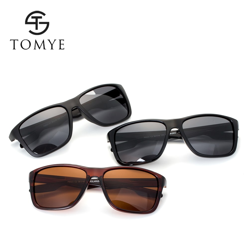 TOMYE P6023 2018 New PC Square Frame Driver Polarized Sunglasses- Tea frame gradient tea