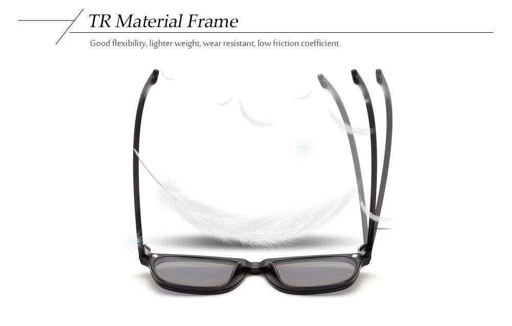 Unisex Magnetic Polarized Sunglasses Clip-on Light Frame UV400 Protect Eyewear- Ice Blue