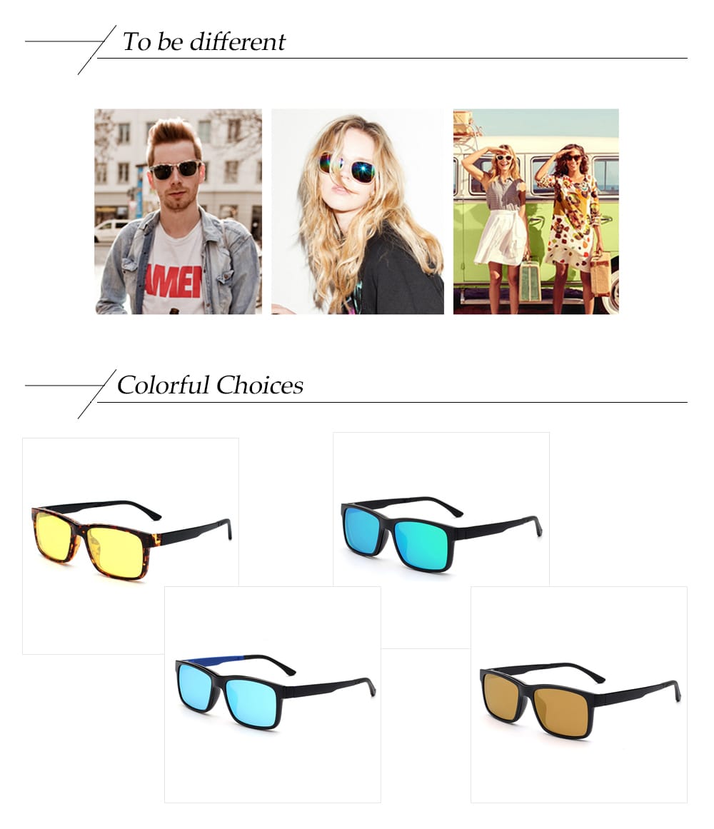 Unisex Magnetic Polarized Sunglasses Clip-on Light Frame UV400 Protect Eyewear- Ice Blue