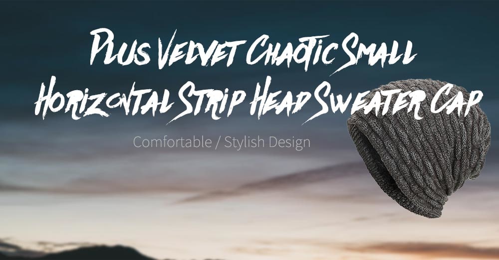 Plus Velvet Chaotic Small Horizontal Strip Head Sweater Cap - Dark Slate Blue