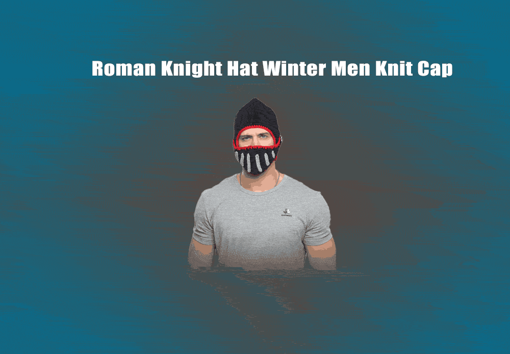 Roman Knight Hat Winter Men Knit Cap- Black