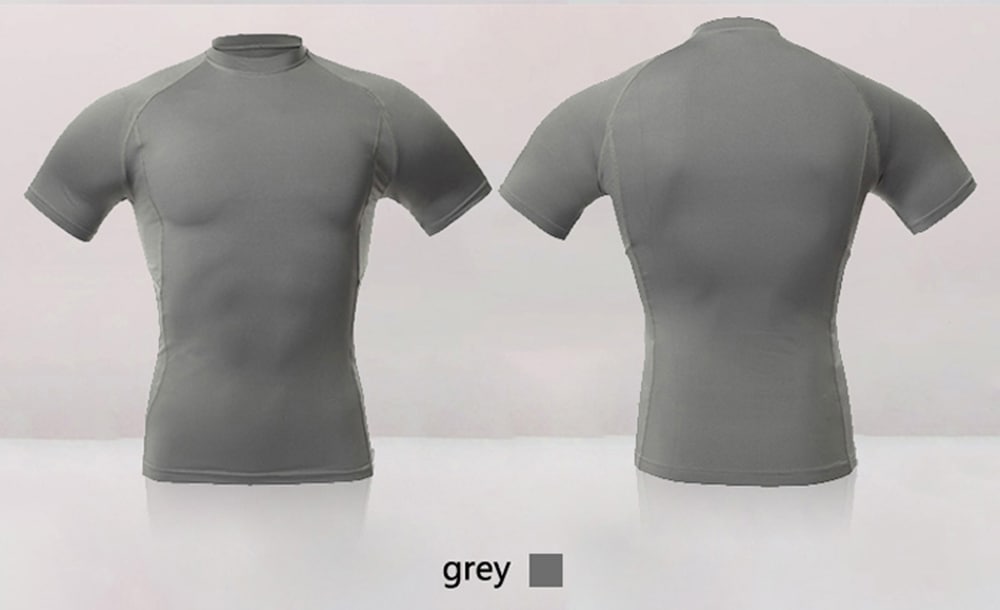 Quick Dry Men Compression Tight Fitness Gym Training Running Sportswear- Gray 2XL
