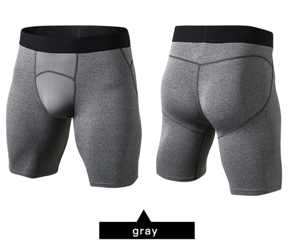 Quickly Dry Gym Sports Trousers Compression Tights Men'S Running Shorts- Gray XL