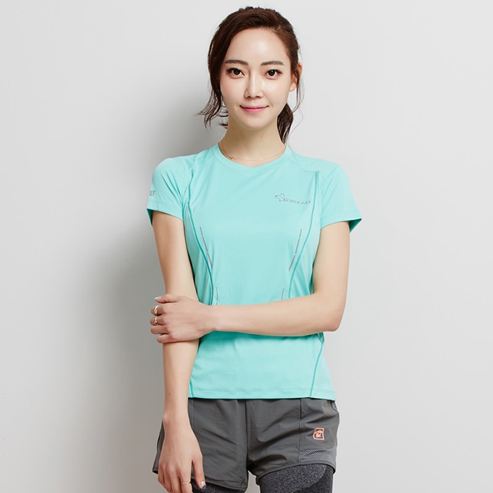 TOREAD Female Fitness Running T-shirt TiEF DRY Polyester Fabric- Light Blue L
