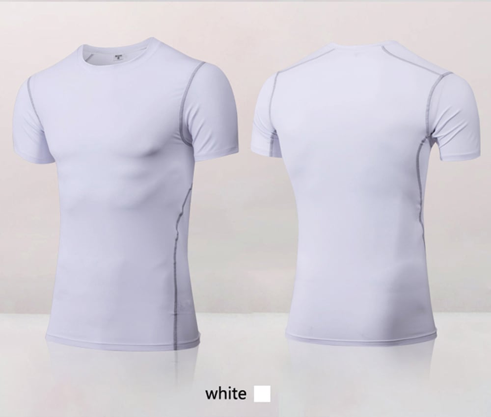 Quick Dry Compression Men Run Shirt Fitness Tight Soccer Jersey Gym Sportswear- Blue XL
