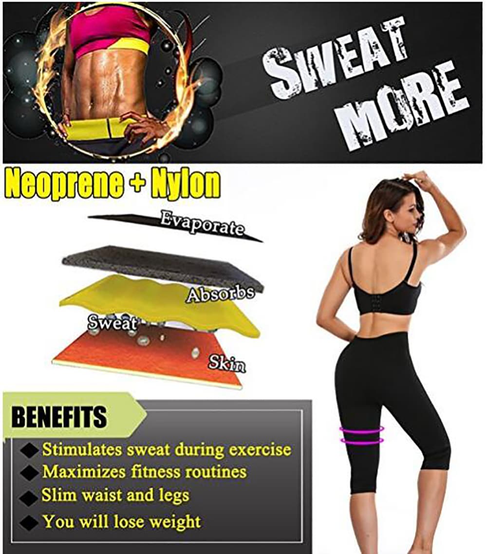 Womens Sweat Body Shaper Pants Hot Thermo Slimming Sauna Leggings Weight Loss- Black L