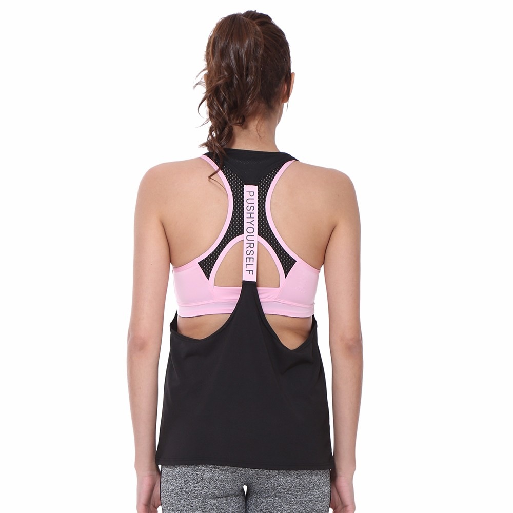 Sleeveless Quick-Dry Yoga Top Tank Vest- Black L