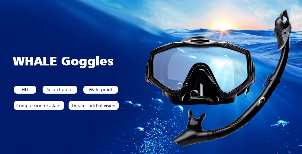 WHALE MK - 1000 Goggles for Island Snorkeling- Black Regular