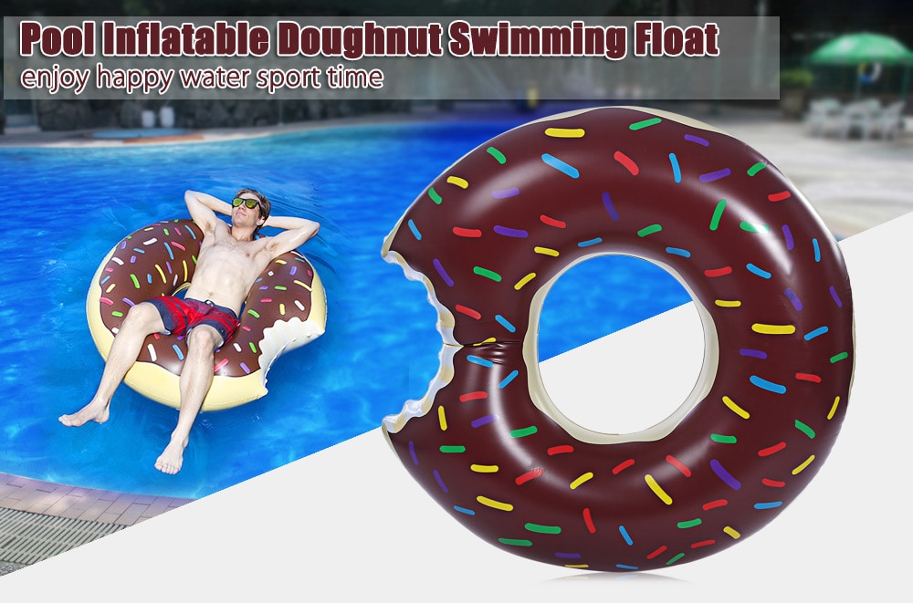 Gigantic Doughnut Pool Inflatable Swimming Float with Pump for Adult Water Game- Coffee