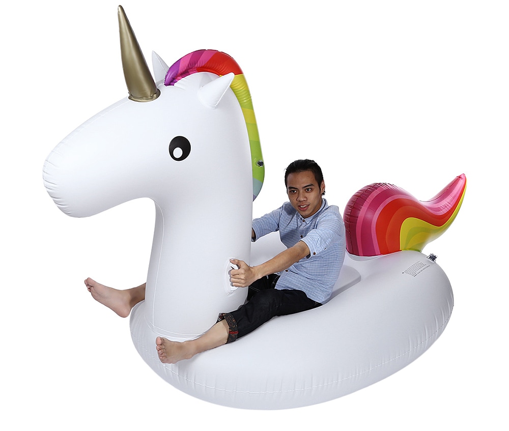 Swimming Water Lounge Pool Giant Rideable Unicorn Inflatable Float Toy- White