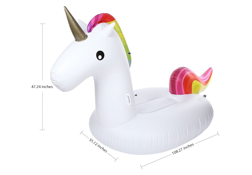 Swimming Water Lounge Pool Giant Rideable Unicorn Inflatable Float Toy- White