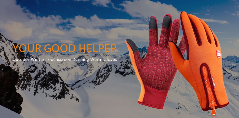 Outdoor Winter Gloves Touchscreen Running Warm- Orange